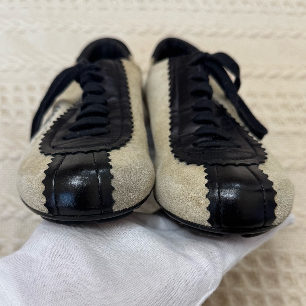 Miss Sixty Y2K Beige Brown Suede Leather Lace Up Sneakers Made in Italy Sz 37 - Picture 6 of 11